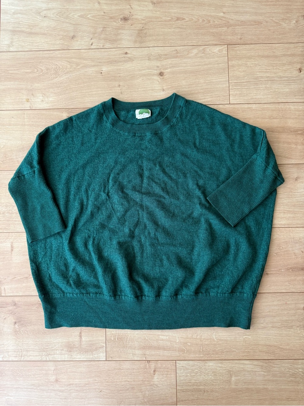 Anthropologie 98% Wool Sweater Womens Medium Emerald Green Dolman Batwing Knit
